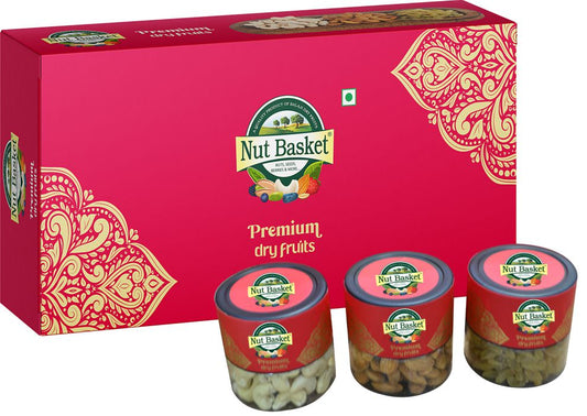 Nut Basket Gift Box 350g (100g Almonds, 100g Cashews, 100g, 150g Raisins)